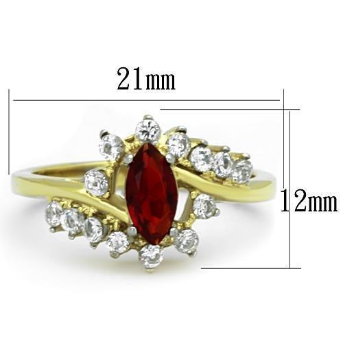 TK1569 - Two-Tone IP Gold (Ion Plating) Stainless Steel Ring with Synthetic Synthetic Glass in Siam-1