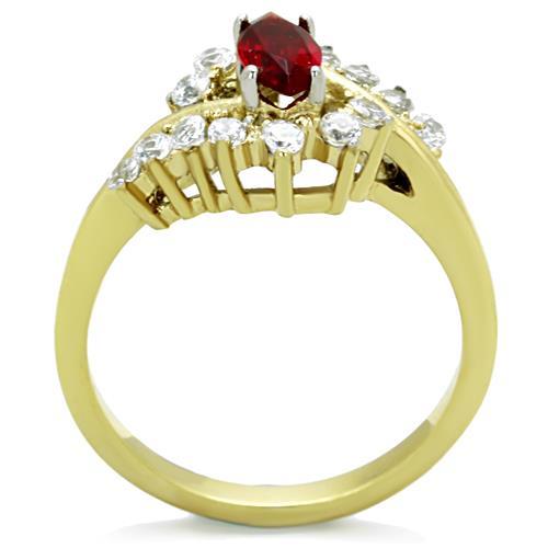TK1569 - Two-Tone IP Gold (Ion Plating) Stainless Steel Ring with Synthetic Synthetic Glass in Siam-2