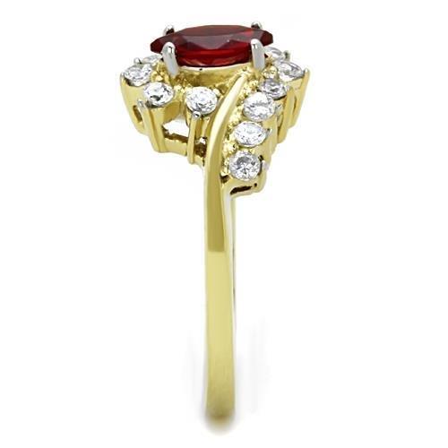 TK1569 - Two-Tone IP Gold (Ion Plating) Stainless Steel Ring with Synthetic Synthetic Glass in Siam-3