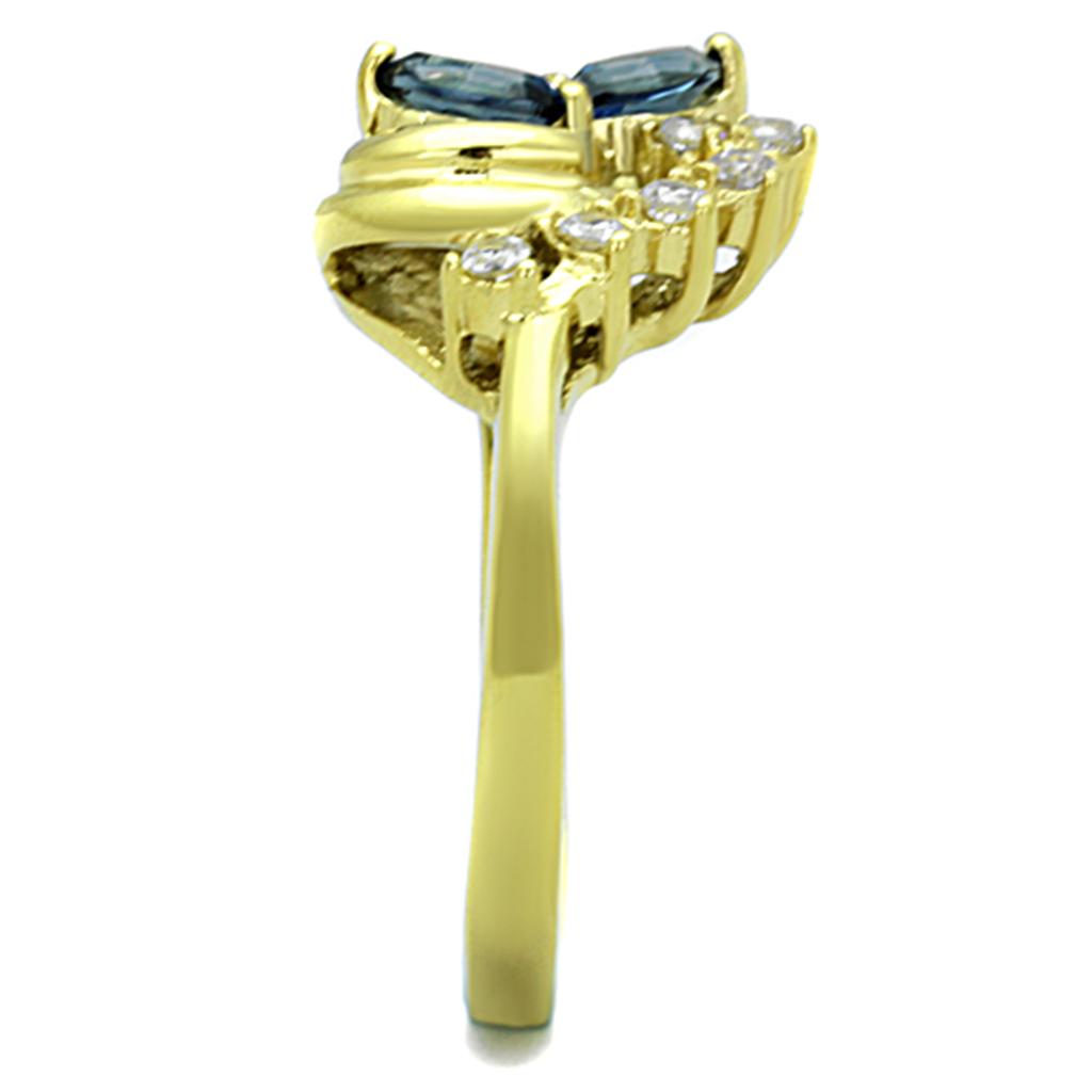 TK1571 - IP Gold(Ion Plating) Stainless Steel Ring with Top Grade Crystal  in Montana-3