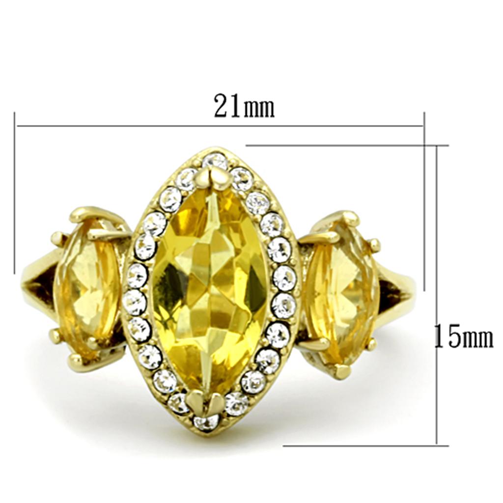 TK1578 - IP Gold(Ion Plating) Stainless Steel Ring with Synthetic Synthetic Glass in Topaz-1