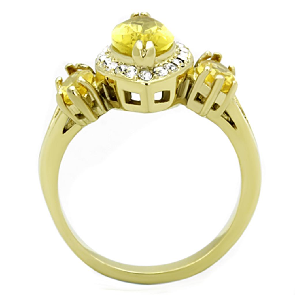 TK1578 - IP Gold(Ion Plating) Stainless Steel Ring with Synthetic Synthetic Glass in Topaz-2