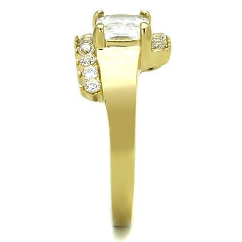TK1588 - IP Gold(Ion Plating) Stainless Steel Ring with AAA Grade CZ  in Clear-3