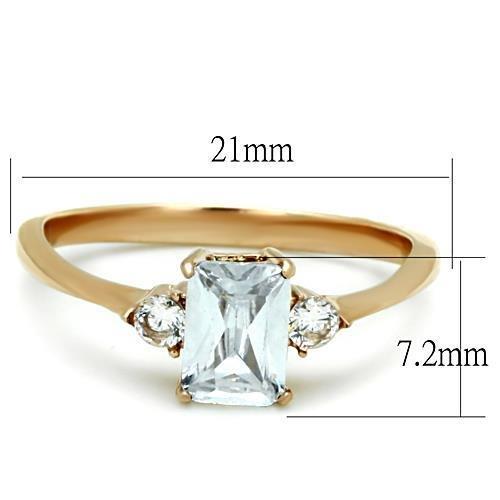 TK1589 - IP Rose Gold(Ion Plating) Stainless Steel Ring with AAA Grade CZ  in Clear-1