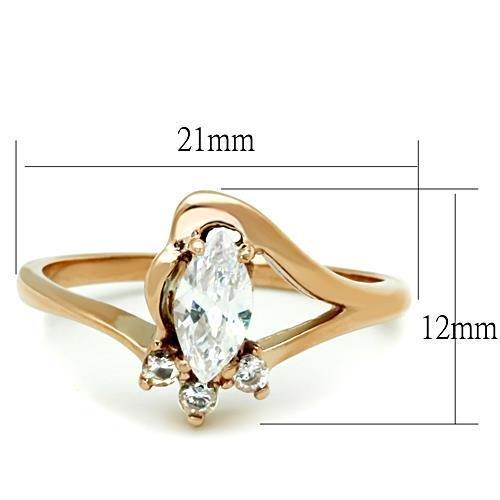 TK1590 - IP Rose Gold(Ion Plating) Stainless Steel Ring with AAA Grade CZ  in Clear-1