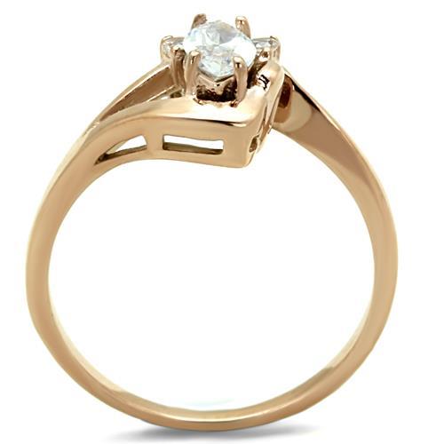 TK1590 - IP Rose Gold(Ion Plating) Stainless Steel Ring with AAA Grade CZ  in Clear-2