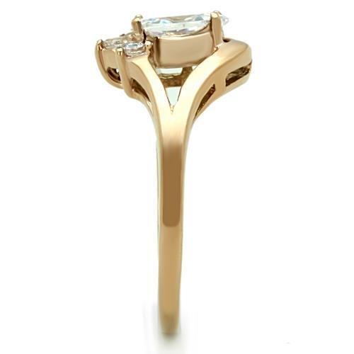 TK1590 - IP Rose Gold(Ion Plating) Stainless Steel Ring with AAA Grade CZ  in Clear-3