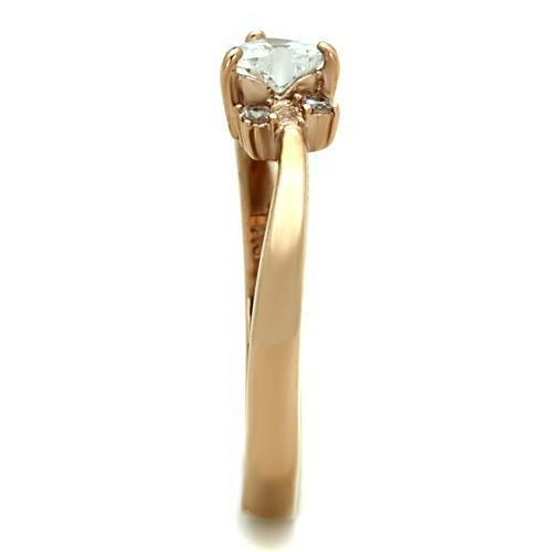 TK1591 - IP Rose Gold(Ion Plating) Stainless Steel Ring with AAA Grade CZ  in Clear-3