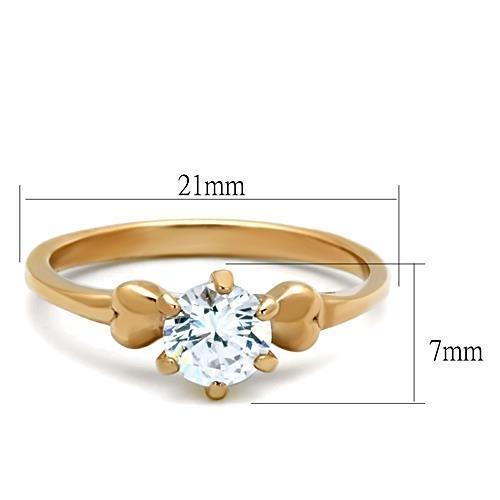 TK1596 - IP Rose Gold(Ion Plating) Stainless Steel Ring with AAA Grade CZ  in Clear-1