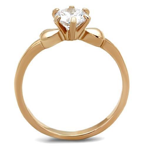 TK1596 - IP Rose Gold(Ion Plating) Stainless Steel Ring with AAA Grade CZ  in Clear-2