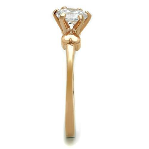 TK1596 - IP Rose Gold(Ion Plating) Stainless Steel Ring with AAA Grade CZ  in Clear-3