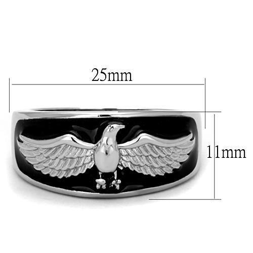 TK1597 - High polished (no plating) Stainless Steel Ring with Epoxy  in Jet-1