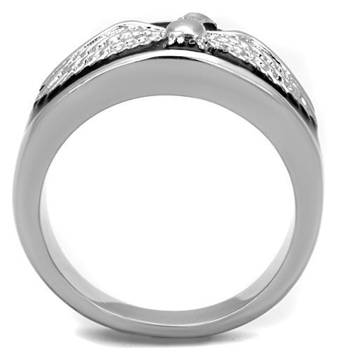 TK1597 - High polished (no plating) Stainless Steel Ring with Epoxy  in Jet-2
