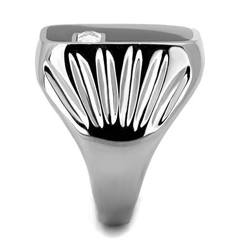 TK1598 - High polished (no plating) Stainless Steel Ring with AAA Grade CZ  in Clear-3