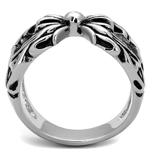 TK1605 - High polished (no plating) Stainless Steel Ring with Epoxy  in Jet-2