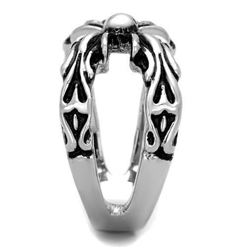 TK1605 - High polished (no plating) Stainless Steel Ring with Epoxy  in Jet-3