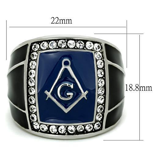 TK1612 - High polished (no plating) Stainless Steel Ring with Top Grade Crystal  in Clear-1
