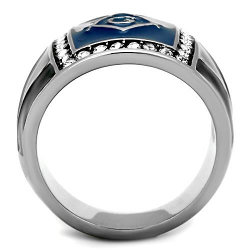TK1612 - High polished (no plating) Stainless Steel Ring with Top Grade Crystal  in Clear-2