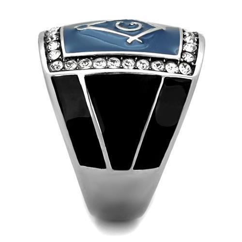 TK1612 - High polished (no plating) Stainless Steel Ring with Top Grade Crystal  in Clear-3