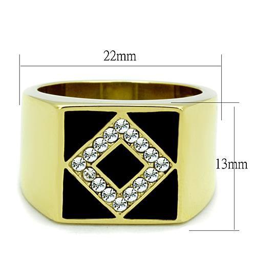 TK1613 - IP Gold(Ion Plating) Stainless Steel Ring with Top Grade Crystal  in Clear-1
