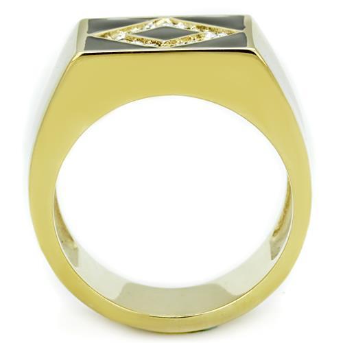 TK1613 - IP Gold(Ion Plating) Stainless Steel Ring with Top Grade Crystal  in Clear-2