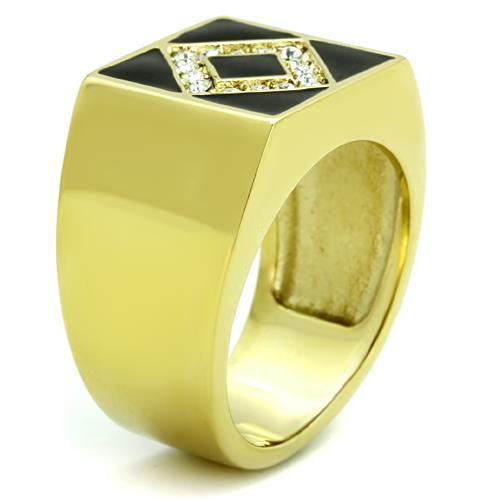 TK1613 - IP Gold(Ion Plating) Stainless Steel Ring with Top Grade Crystal  in Clear-3