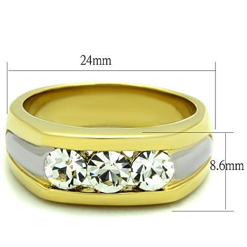 TK1615 - Two-Tone IP Gold (Ion Plating) Stainless Steel Ring with Top Grade Crystal  in Clear-1