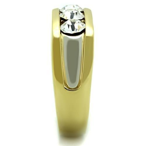 TK1615 - Two-Tone IP Gold (Ion Plating) Stainless Steel Ring with Top Grade Crystal  in Clear-3