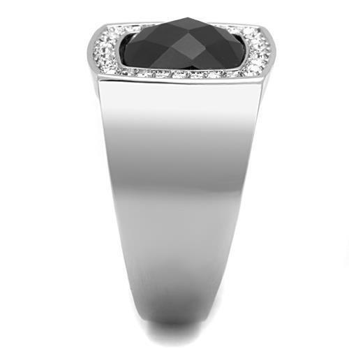 TK1616 - High polished (no plating) Stainless Steel Ring with Semi-Precious Onyx in Jet-3