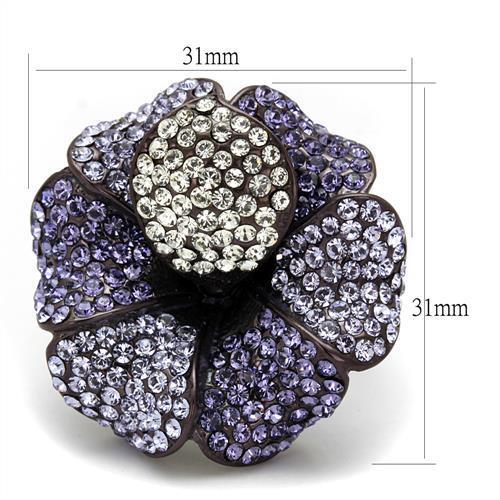 TK1618DC - IP Dark Brown (IP coffee) Stainless Steel Ring with Top Grade Crystal  in Multi Color-1