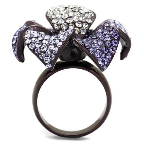 TK1618DC - IP Dark Brown (IP coffee) Stainless Steel Ring with Top Grade Crystal  in Multi Color-2