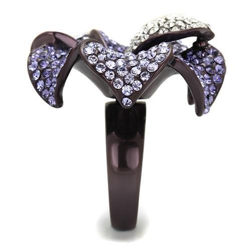 TK1618DC - IP Dark Brown (IP coffee) Stainless Steel Ring with Top Grade Crystal  in Multi Color-3