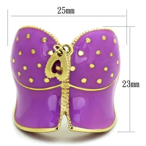 TK1621 - IP Gold(Ion Plating) Stainless Steel Ring with Epoxy  in Amethyst-1