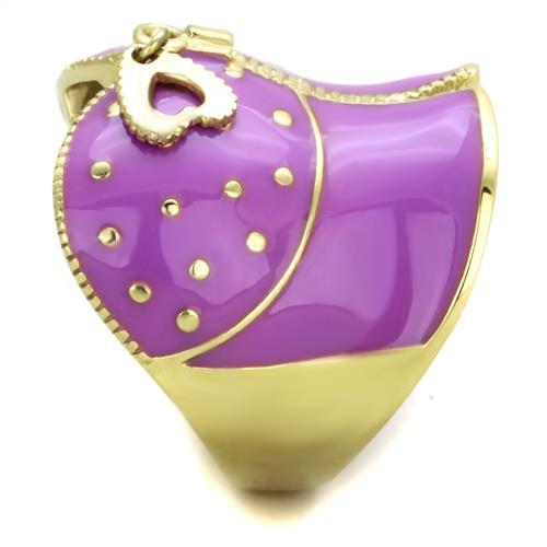 TK1621 - IP Gold(Ion Plating) Stainless Steel Ring with Epoxy  in Amethyst-3