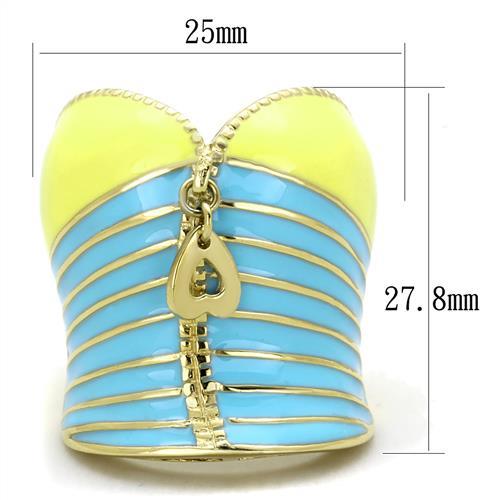 TK1623 - IP Gold(Ion Plating) Stainless Steel Ring with Epoxy  in Multi Color-1
