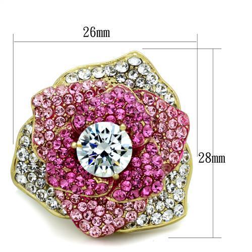 TK1624 - IP Gold(Ion Plating) Stainless Steel Ring with AAA Grade CZ  in Clear-1