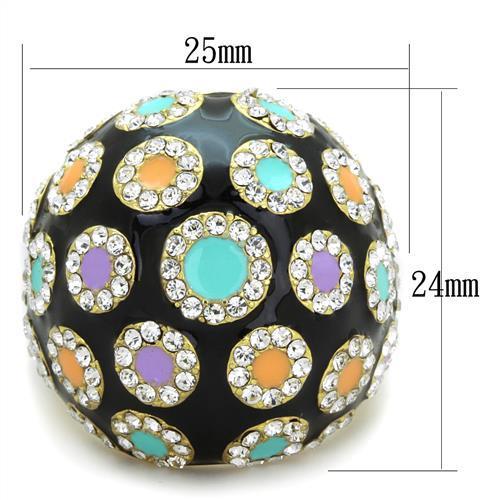 TK1625 - IP Gold(Ion Plating) Stainless Steel Ring with Top Grade Crystal  in Clear-1