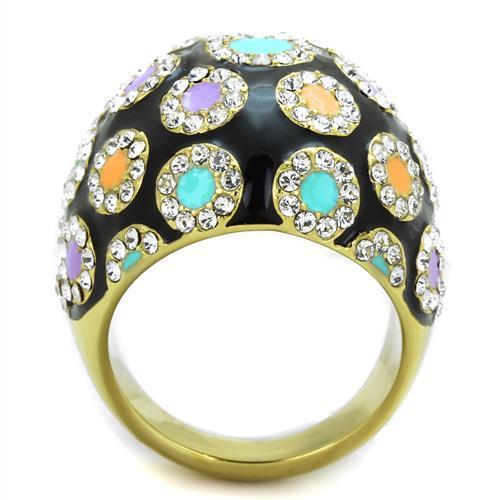 TK1625 - IP Gold(Ion Plating) Stainless Steel Ring with Top Grade Crystal  in Clear-2