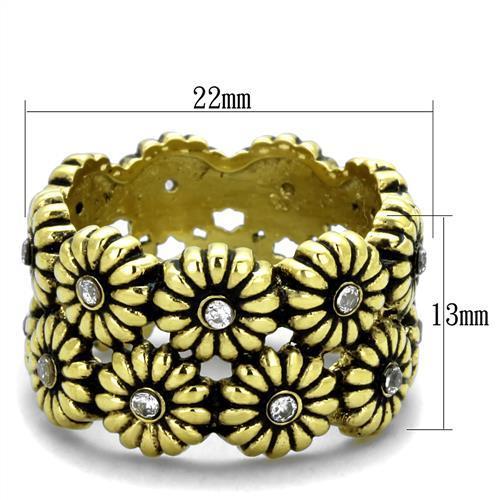 TK1626 - IP Gold(Ion Plating) Stainless Steel Ring with AAA Grade CZ  in Clear-1