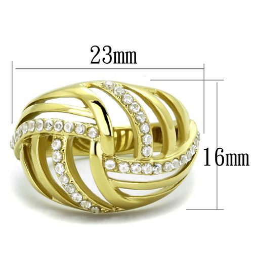 TK1627 - IP Gold(Ion Plating) Stainless Steel Ring with AAA Grade CZ  in Clear-1