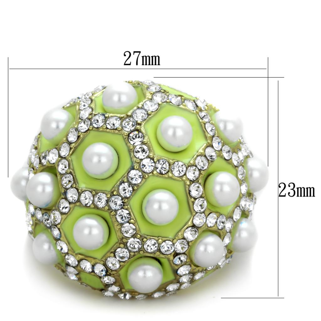TK1636 - IP Gold(Ion Plating) Stainless Steel Ring with Synthetic Pearl in White-1