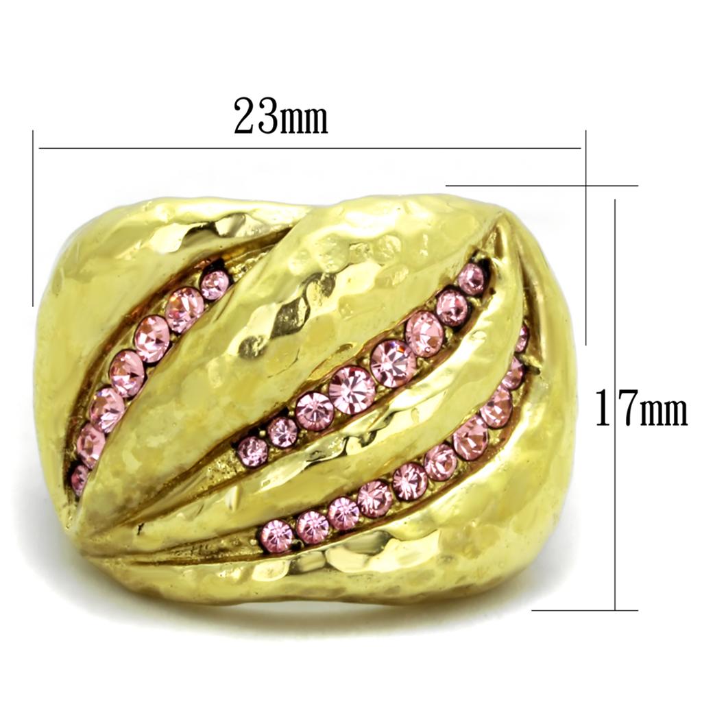 TK1638 - IP Gold(Ion Plating) Stainless Steel Ring with Top Grade Crystal  in Light Rose-1