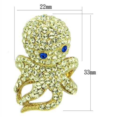 TK1640 - IP Gold(Ion Plating) Stainless Steel Ring with Top Grade Crystal  in Multi Color-1