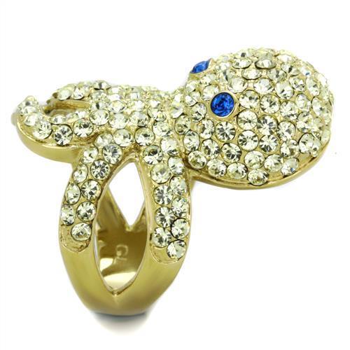 TK1640 - IP Gold(Ion Plating) Stainless Steel Ring with Top Grade Crystal  in Multi Color-3