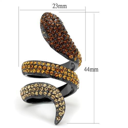 TK1641LJ - IP Light Black  (IP Gun) Stainless Steel Ring with Top Grade Crystal  in Multi Color-1