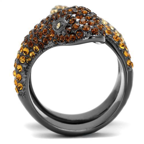 TK1641LJ - IP Light Black  (IP Gun) Stainless Steel Ring with Top Grade Crystal  in Multi Color-2