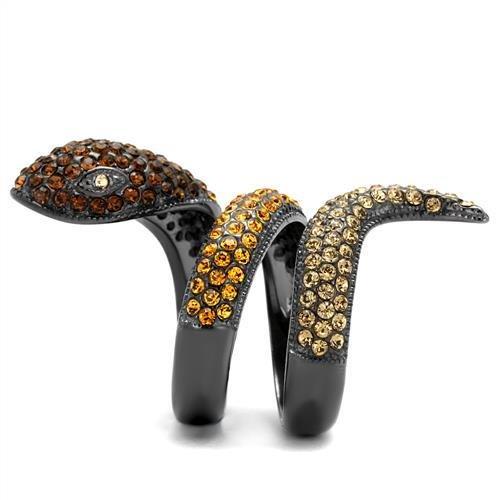 TK1641LJ - IP Light Black  (IP Gun) Stainless Steel Ring with Top Grade Crystal  in Multi Color-3
