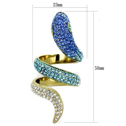 TK1641 - IP Gold(Ion Plating) Stainless Steel Ring with Top Grade Crystal  in Multi Color-1