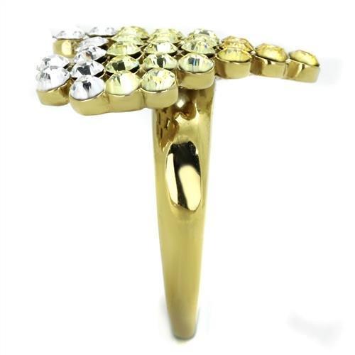 TK1642 - IP Gold(Ion Plating) Stainless Steel Ring with Top Grade Crystal  in Multi Color-3
