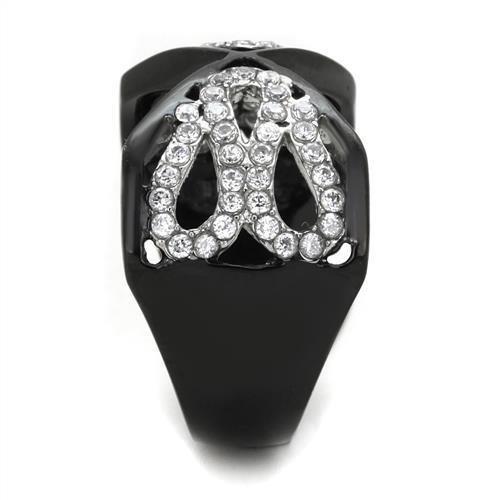 TK1644 - Two-Tone IP Black Stainless Steel Ring with AAA Grade CZ  in Clear-3
